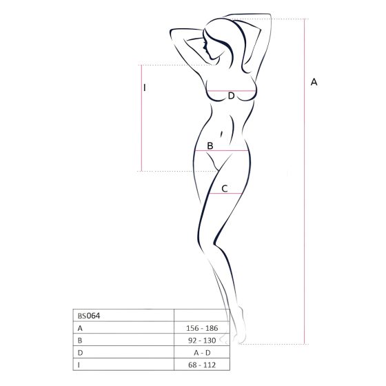Passion BS064 - otvorené sieťované body (čierne) - S-L