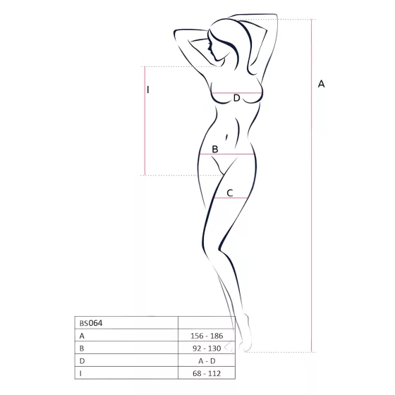 Passion BS064 - otvorený sieťovaný body - čierny - S-L