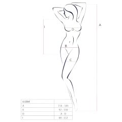 Passion BS064 - otvorené sieťované body (červené) - S-L