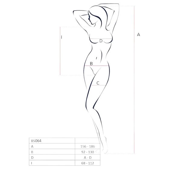 Passion BS064 - otvorené sieťované body (červené) - S-L