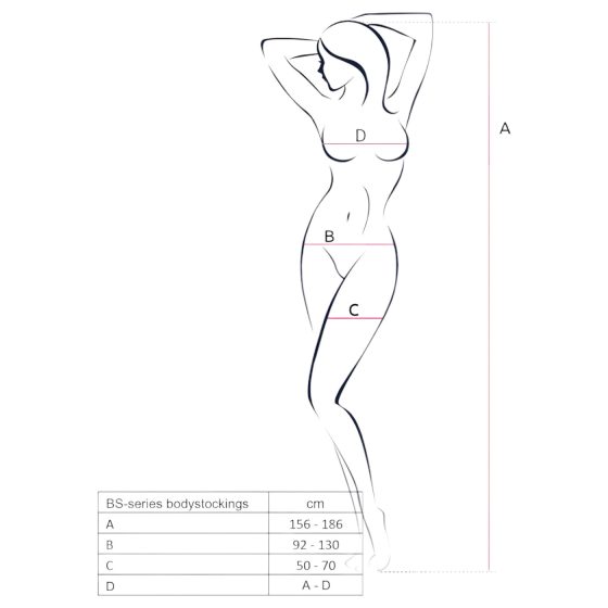 Passion BS077 - dlhý rukáv, sieťový overal (čierny) - S-L