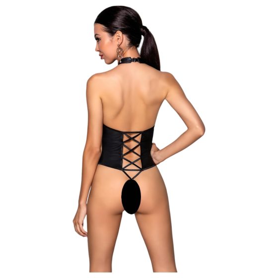 Vášeň Nancy - otvorené body s krížovými ramienkami (čierne)