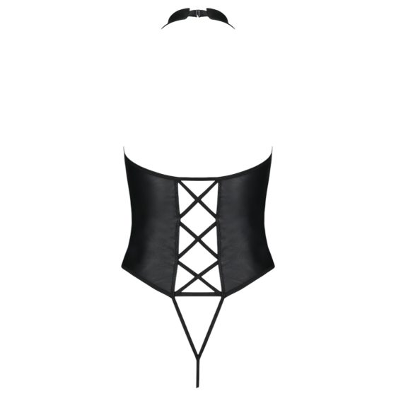Vášeň Nancy - otvorené body s krížovými ramienkami (čierne)