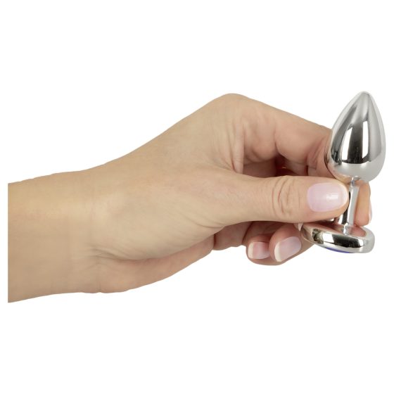 Magic Shiver - análny kovový plug s modrým kryštálom