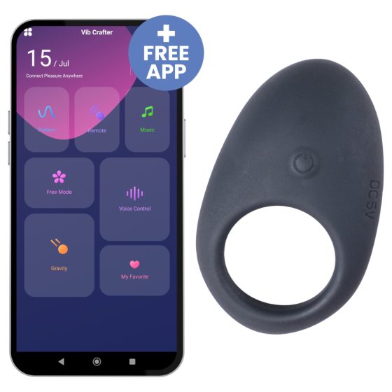 Desirel Halo - vibračný erekčný krúžok - inteligentný - čierny