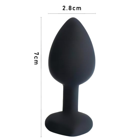 Sunfo - silikónová análny plug so srdiečkovým kamienkom (čierno-ružová)