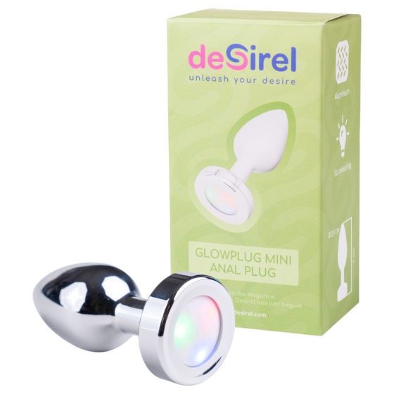 Desirel GlowPlug: svietiaci análny plug - malý (strieborný)