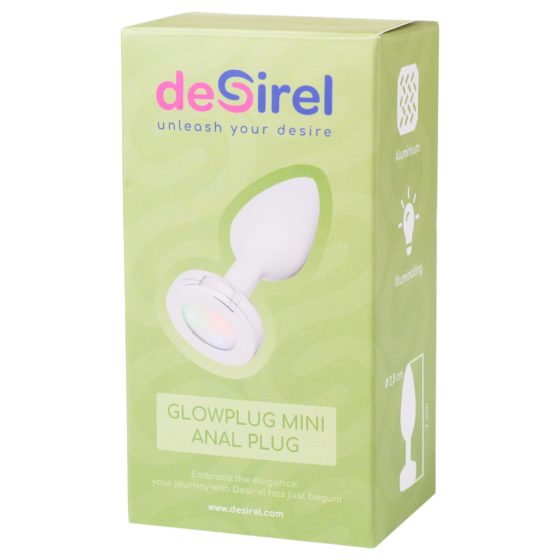Desirel GlowPlug: svietiaci análny plug - malý (strieborný)