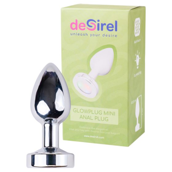 Desirel GlowPlug: svietiaci análny plug - malý (strieborný)