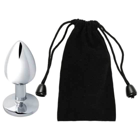 Sunfo - análny kovový plug - červený kameň - strieborný