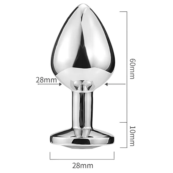 Sunfo - kovový análny kolík so srdiečkovým zlatým kameňom - strieborný