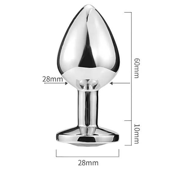 Sunfo - análny kovový plug so srdcom a modrým kamienkom - strieborný