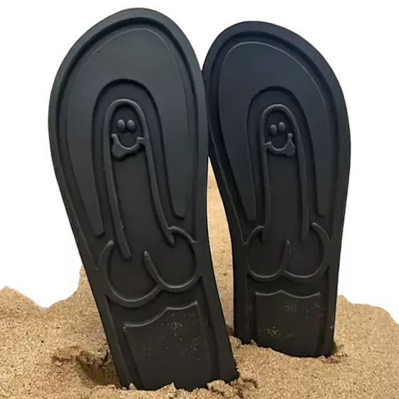 Flip-flop papuče - penis motív - čierne