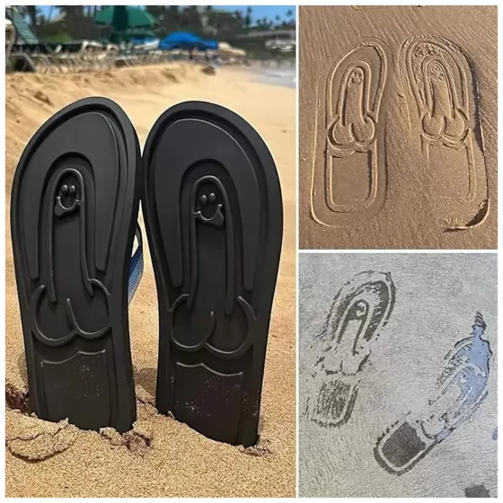 Flip-flop papuče - penis motív - čierne - 42/43