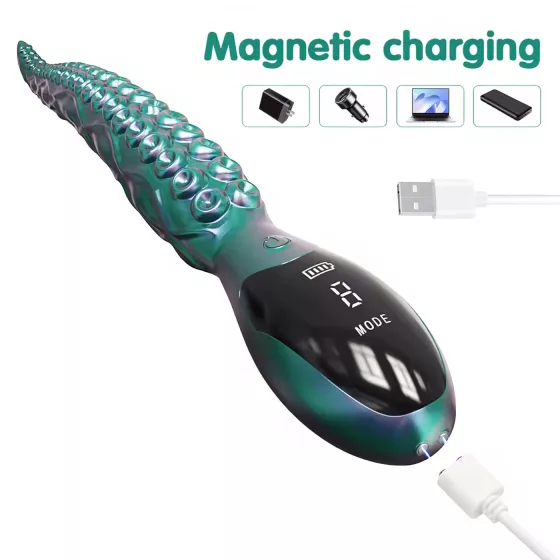 Monster Fuck - vibrátor s prísavkami - zelený