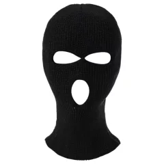 Balaclava - erotická kukla s 3 otvormi - čierna - pletená