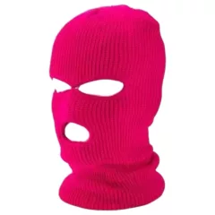 Balaklava - pletená kukla s tromi otvormi (tmavoružová)