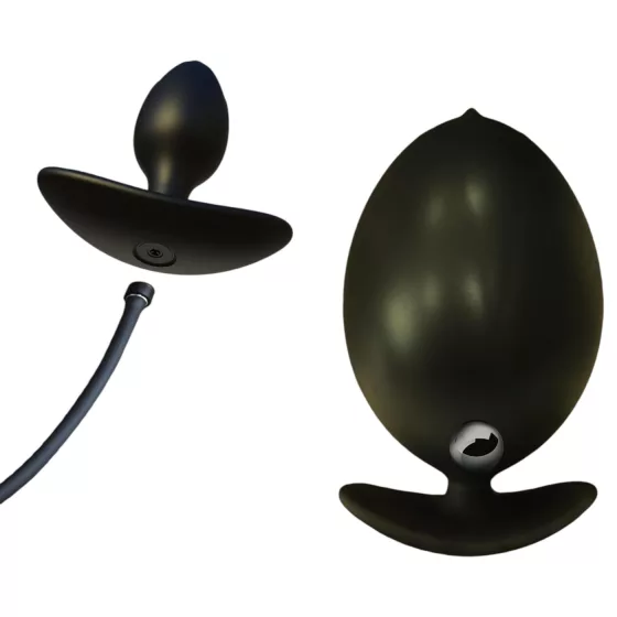 Kangvo - magnetický nafukovací análny kolík s rolovacou guľôčkou (čierny)