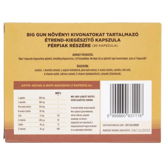 Big Gun - výživový doplnok pre mužov - kapsuly - 30 kusov