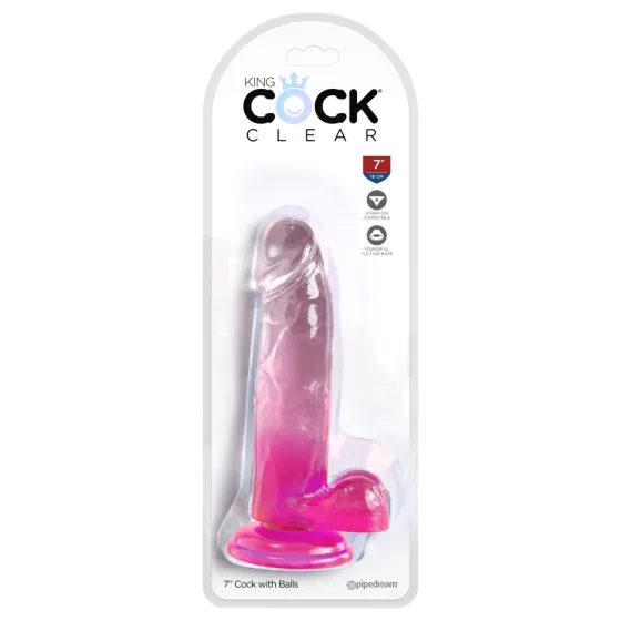 King Cock - realistický dildo s semenníkmi - ružová - 18 cm