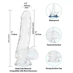  Addiction Crystal - dildo s prísavkou (priehľadné) - 18 cm
