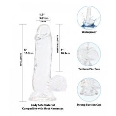   Addiction Crystal - Testikulárne dildo s nožičkami (priesvitné) - 15 cm