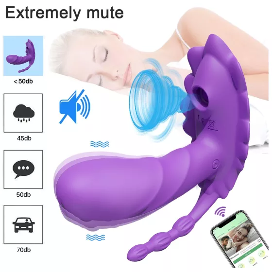 AlvUp - nositeľný aplikáciou ovládaný nasadzovací vibrátor (fialový)