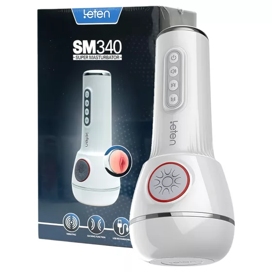 Leten SM340 - masturbátor s vibráciou a saním - akumulátor, zvukový