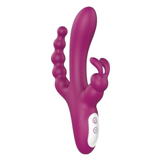 Sex HD Joker - nabíjateľný, vodotesný trojramenný vibrátor (fialový)
