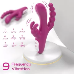   Sex HD Joker - vibrátor trojitý - akumulátorový, vodotesný - fialový