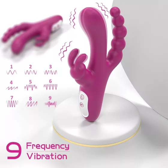 Sex HD Joker - vibrátor trojitý - akumulátorový, vodotesný - fialový