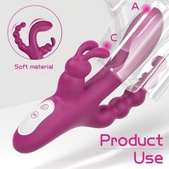   Sex HD Joker - nabíjateľný, vodotesný trojramenný vibrátor (fialový)