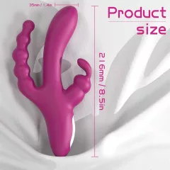   Sex HD Joker - vibrátor trojitý - akumulátorový, vodotesný - fialový