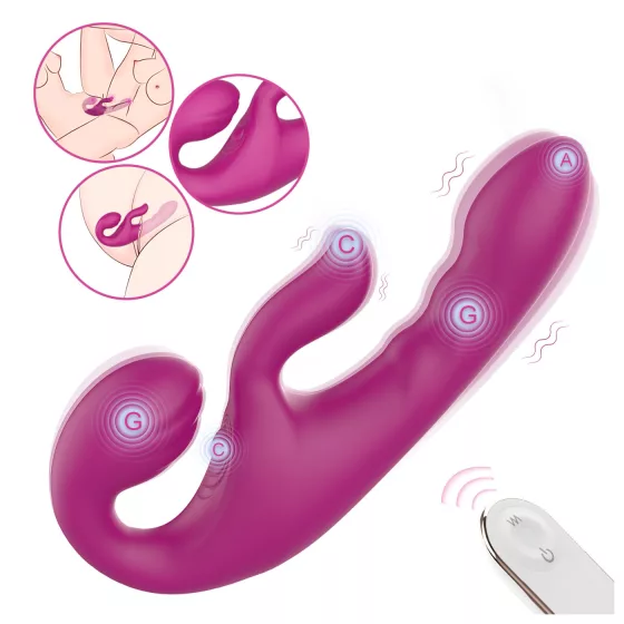 SEX HD Co-op Bliss - vibrátor na pripínanie s klitoriálnym ramenom - fialový
