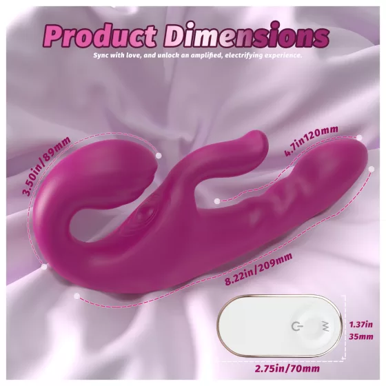 SEX HD Co-op Bliss - vibrátor na pripínanie s klitoriálnym ramenom - fialový
