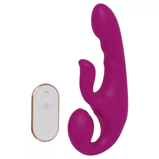SEX HD Co-op Bliss - vibrátor na pripínanie s klitoriálnym ramenom - fialový