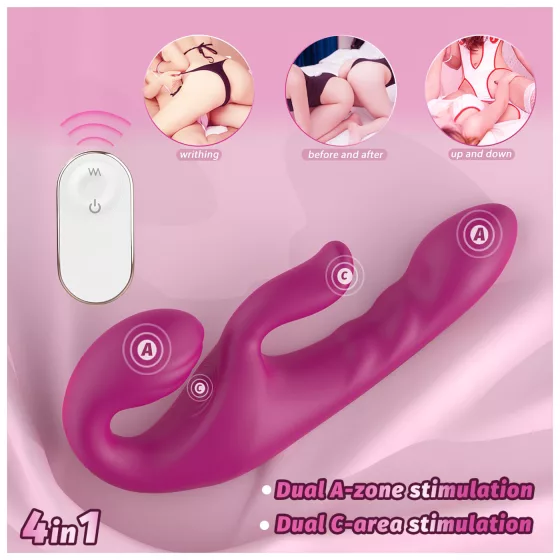 SEX HD Co-op Bliss - vibrátor na pripínanie s klitoriálnym ramenom - fialový