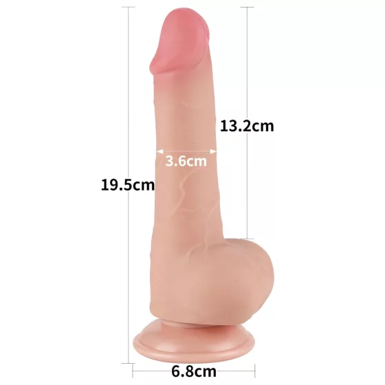Lovetoy - realistický dvojvrstvový dildo s prísavkou - 19,5 cm - telová farba
