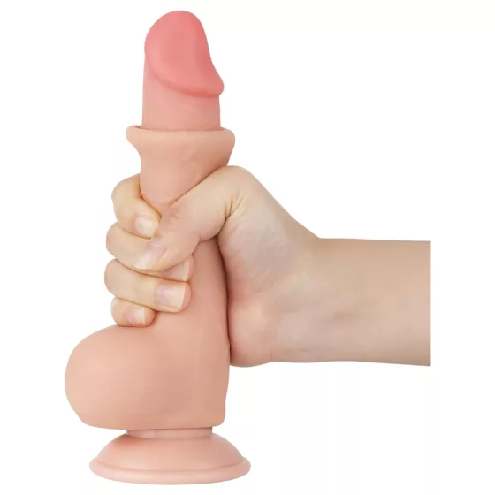 Lovetoy - realistický dvojvrstvový dildo s prísavkou - 19,5 cm - telová farba