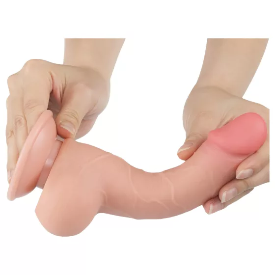Lovetoy - realistický dvojvrstvový dildo s prísavkou - 19,5 cm - telová farba