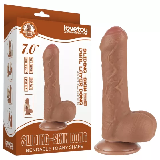 Lovetoy - realistický dildo s semenníkmi - dvojvrstvový - 18,3 cm