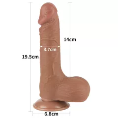   Lovetoy - realistický dvojvrstvový dildo s semenníkmi - 19,5 cm - tmavý odtieň