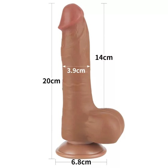 Lovetoy - realistický dvojvrstvový dildo s semenníkmi - tmavý - 20,8 cm