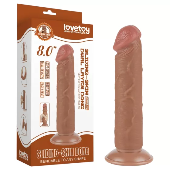 Lovetoy - realistické dildo s prísavkou - dvojvrstvové - 20 cm - telová farba