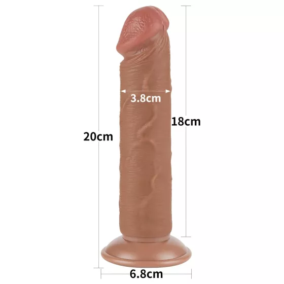 Lovetoy - realistické dildo s prísavkou - dvojvrstvové - 20 cm - telová farba