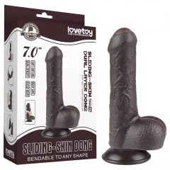   Lovetoy - realistický dildo s pohyblivou kožou a semenníkmi - 18,3 cm - hnedé