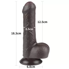   Lovetoy - realistický dildo s pohyblivou kožou a semenníkmi - 18,3 cm - hnedé