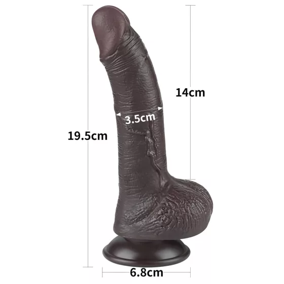 Lovetoy - realistický dildo s prísavkou - dvojvrstvové - 19,5 cm - hnedé