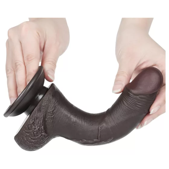 Lovetoy - realistický dildo s prísavkou - dvojvrstvové - 19,5 cm - hnedé
