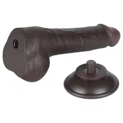   Lovetoy - realistický dvojvrstvový dildo s semenníkmi - 19,5 cm - hnedý